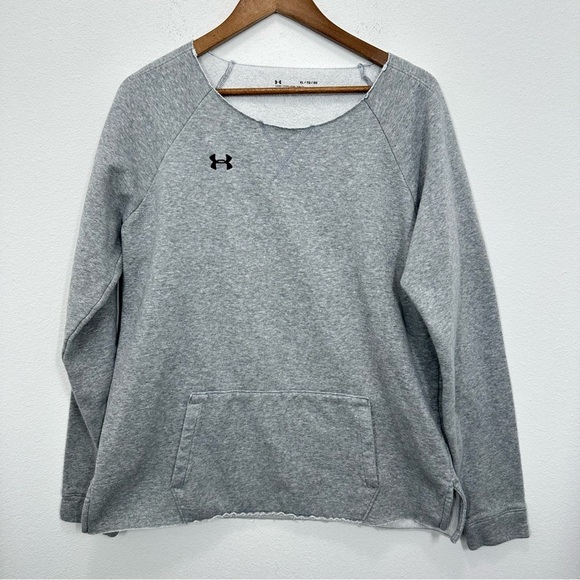 Under Armour Gray Sweatshirt Raw Hem Scoopneck Gym Post-Workout Women's Size XL - Picture 1 of 10